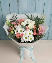 Букет цветов из:  Розы, Лизиантусы и Хризантемы в Белозерске