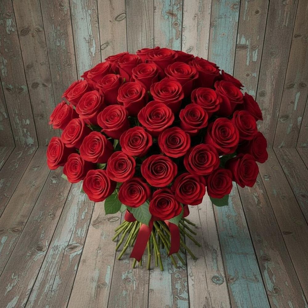 Букет 55 Красных роз Фридом в Белозерске