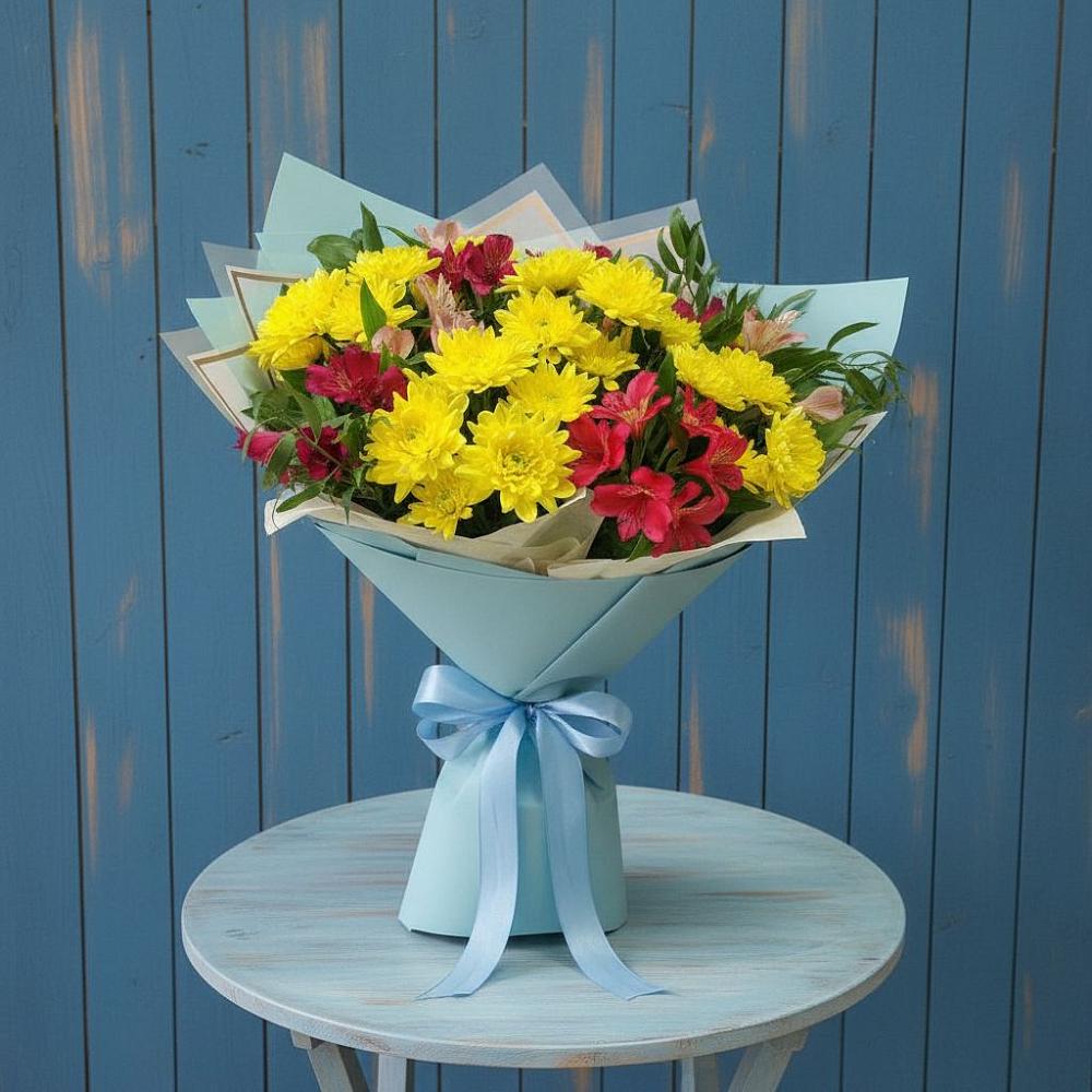 Букет цветов из: Альстромерии и Хризантемы в Белозерске