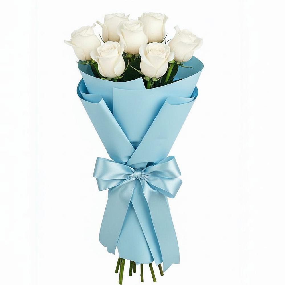 Букет 7 белых роз Проуд в Белозерске