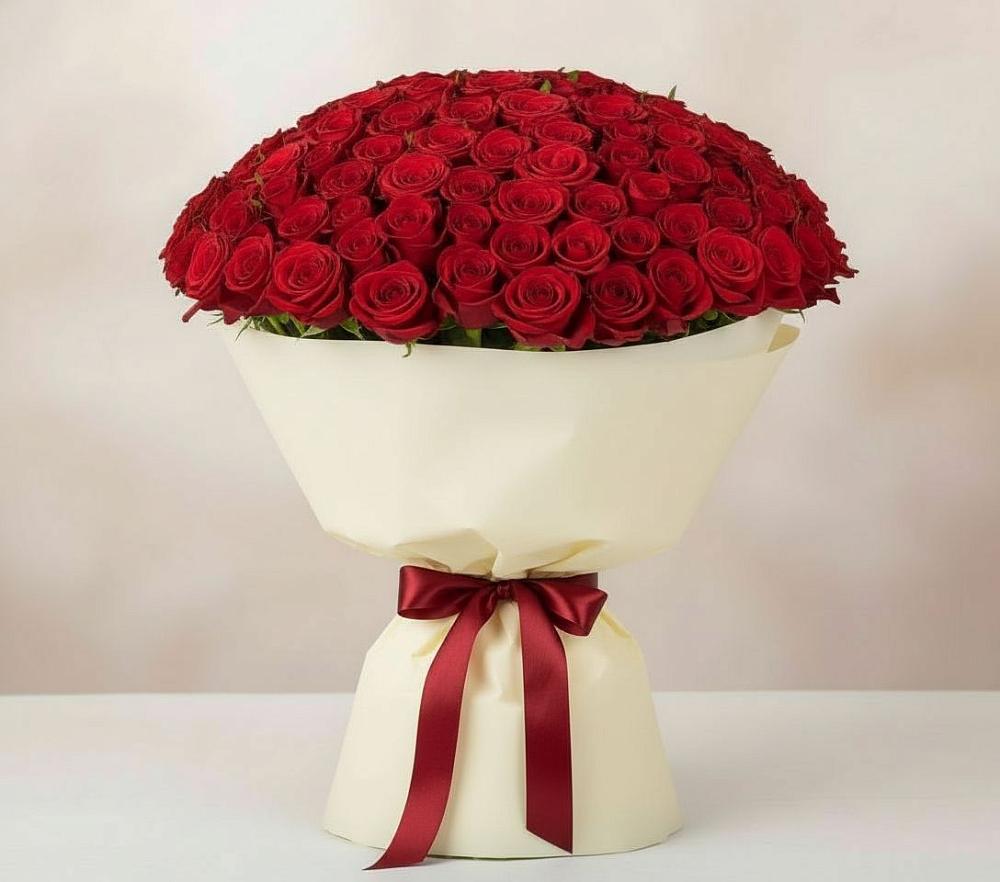 Букет 101 Красная роза Милано в Белозерске
