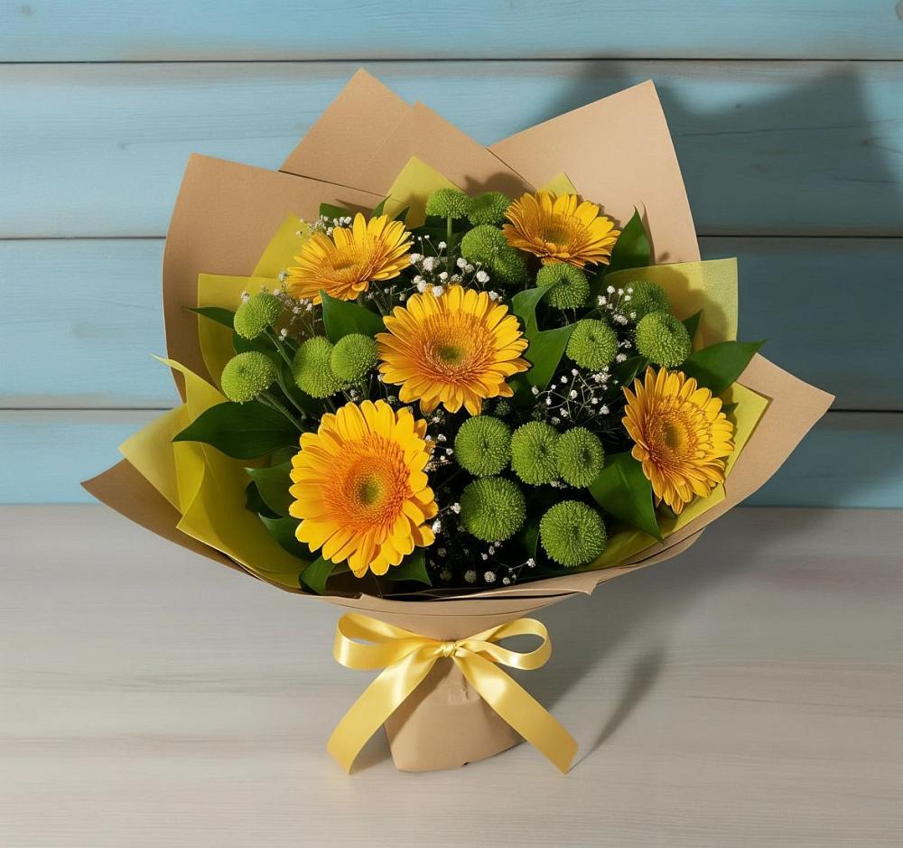 Букет цветов из: Герберы и Хризантемы в Белозерске