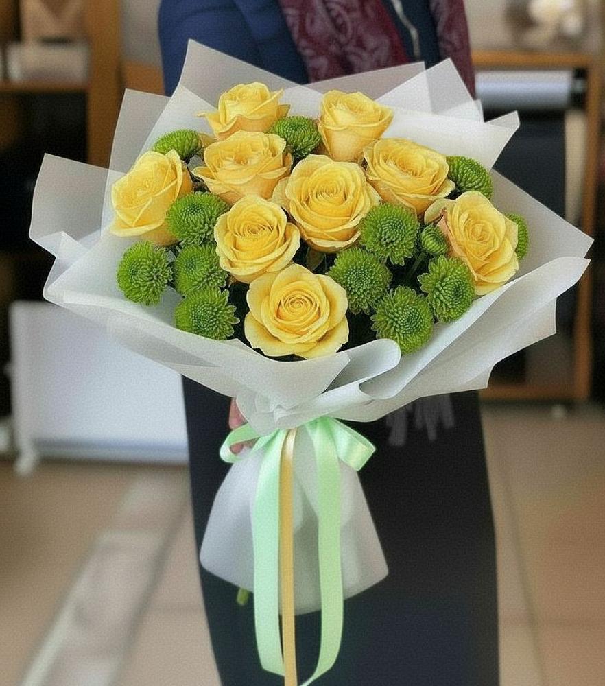 Букет цветов из: Хризантемы и Розы в Белозерске