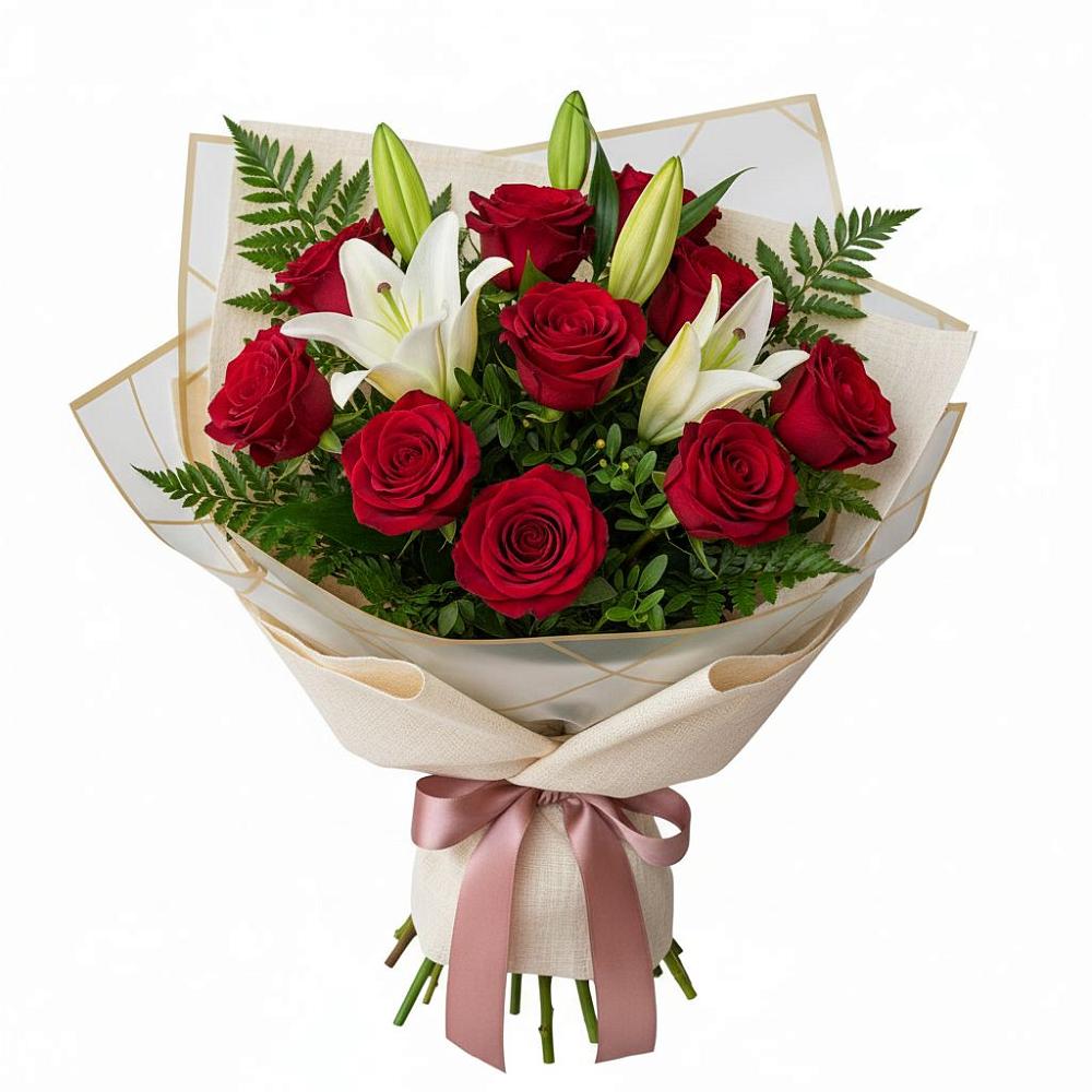 Букет цветов из: Лилии и Розы в Белозерске