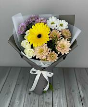 Букет цветов из:  Розы, Герберы и Хризантемы в Белозерске