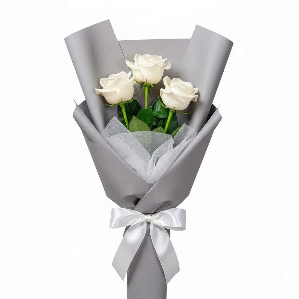 Букет 3 белые розы в Белозерске