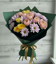 Букет цветов из:  Хризантемы и Розы в Белозерске