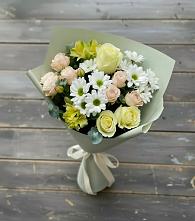 Букет цветов из:  Альстромерии, Розы и Хризантемы в Белозерске